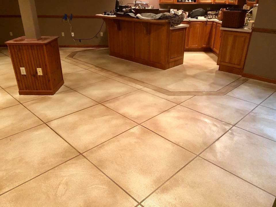 Kitchen Cementitious coating big tile look