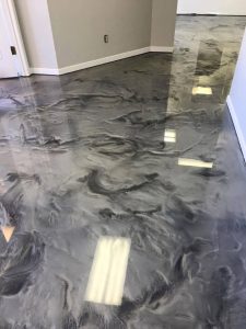 Epoxy coating on floor charcoal and titanium reflector