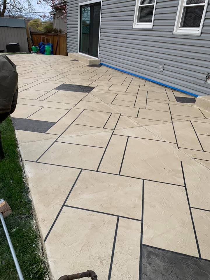 Cementitious coating on patio 